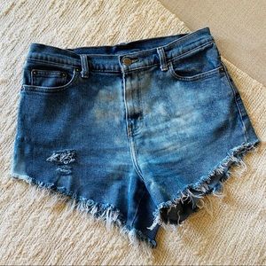Distressed High Hip Highwaisted Cut Daisy Dukes Shorts